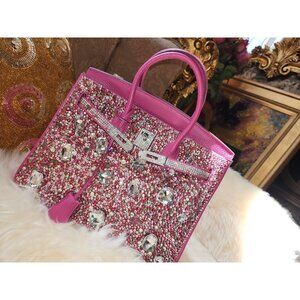 Luxury 35 Gorgeous Wedding Evening Swarovski Crystals Beaded Runway leather bag